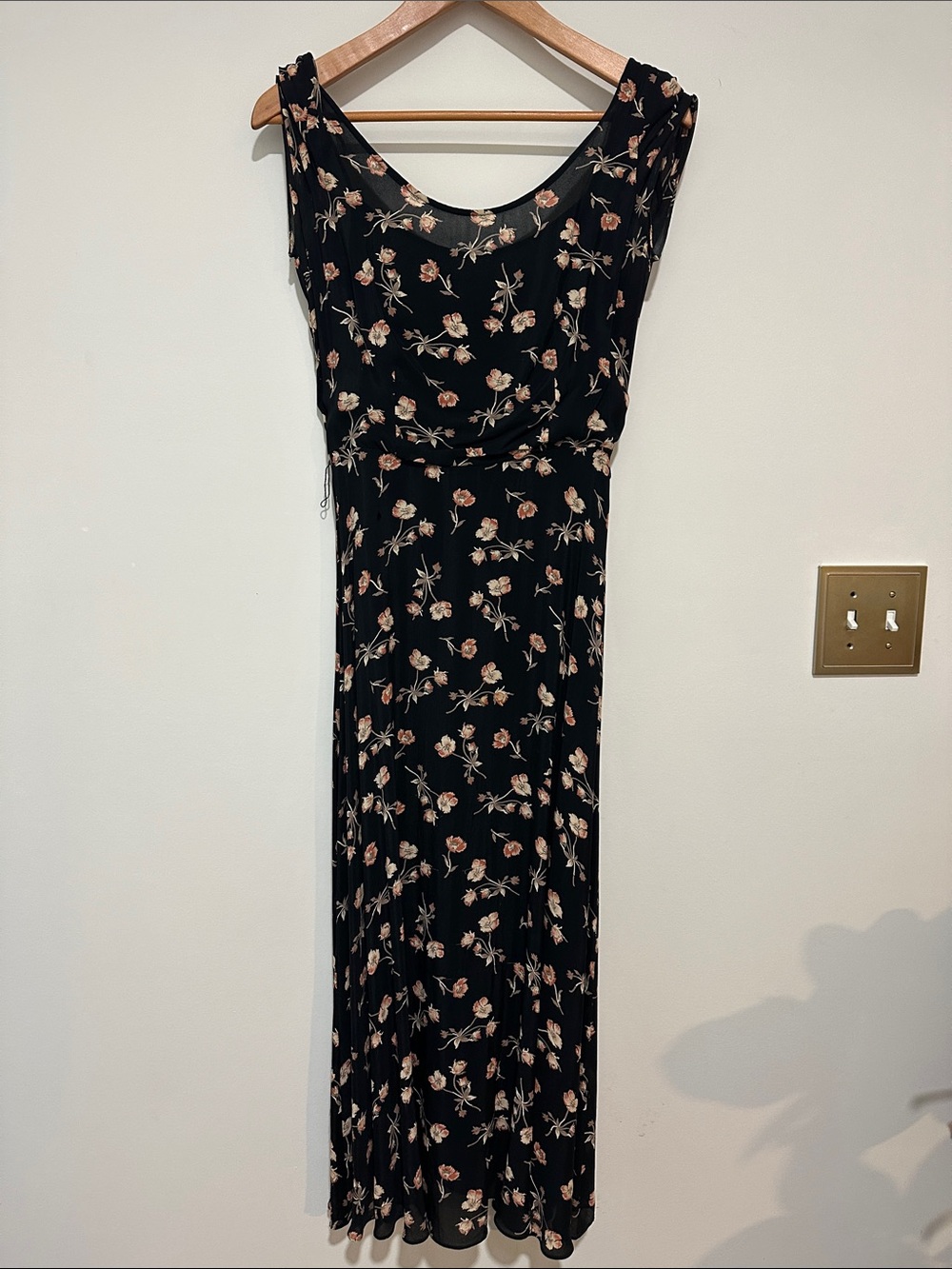 Banana Republic Black Maxi Dress with Pink Floral Print